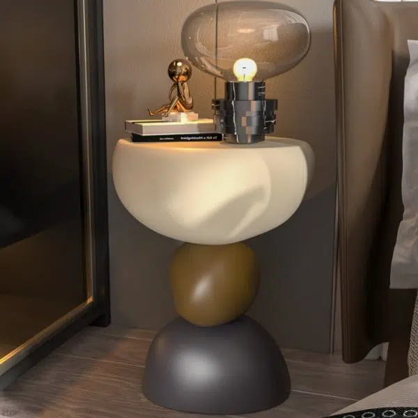 Contemporary Creative Round Resin End Table 1-Tier For Living Room - Image 9