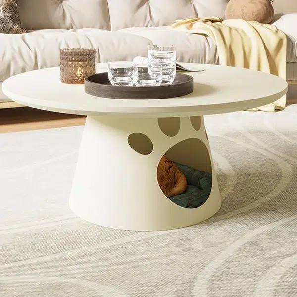 Contemporary Creative Round Board Iron Cat Nest Coffee Table 1-Tier For Living Room - Image 2