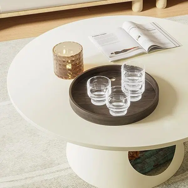 Contemporary Creative Round Board Iron Cat Nest Coffee Table 1-Tier For Living Room - Image 7