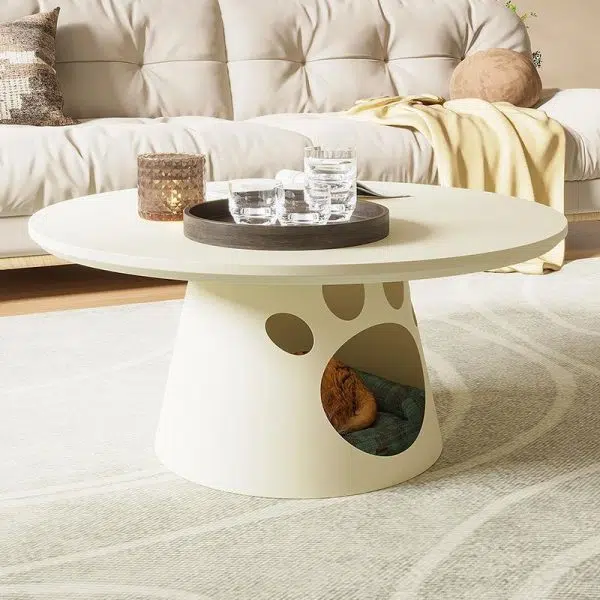 Contemporary Creative Round Board Iron Cat Nest Coffee Table 1-Tier For Living Room - Image 11