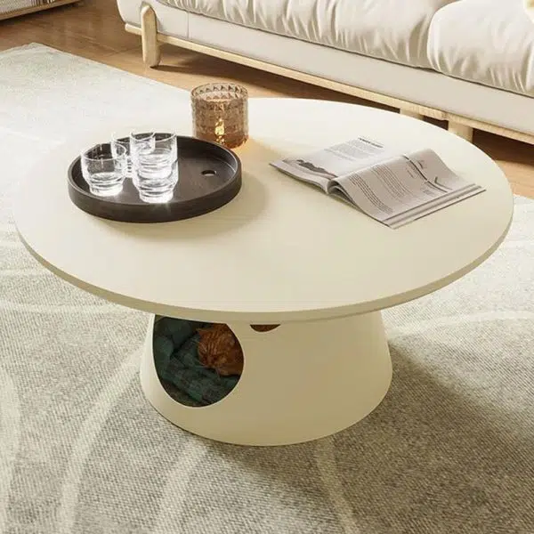 Contemporary Creative Round Board Iron Cat Nest Coffee Table 1-Tier For Living Room - Image 10