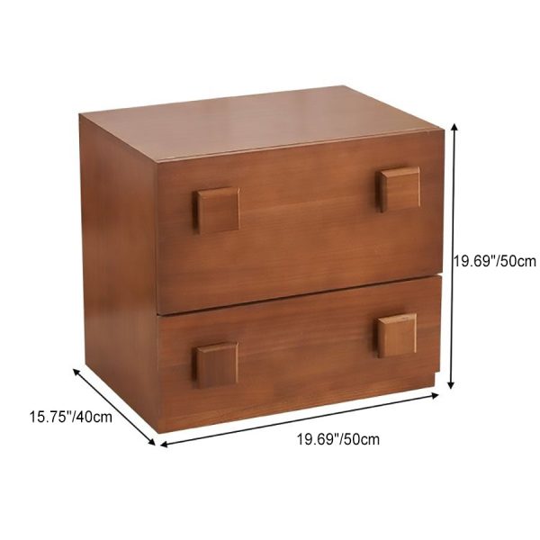 Contemporary Retro Cube Square Rubber Wood Nightstand 1-Drawer For Bedroom - Image 4