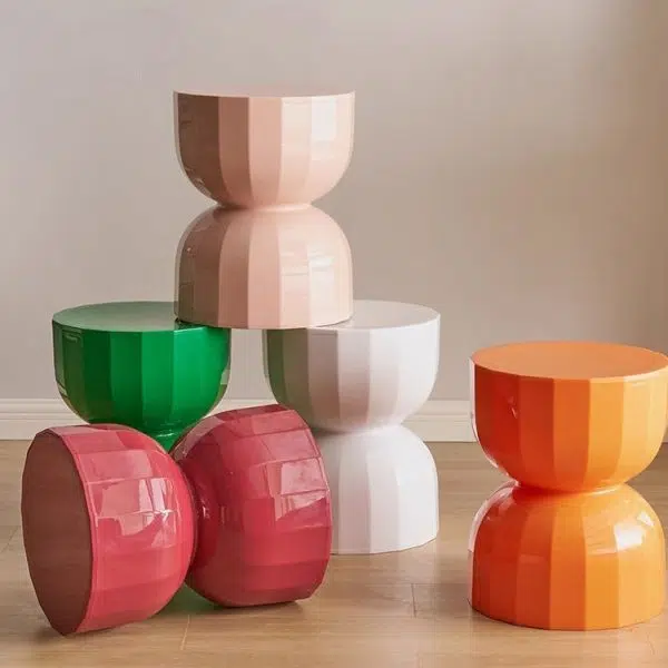 Contemporary Creative Geometric Hourglass ABS End Table For Living Room - Image 18