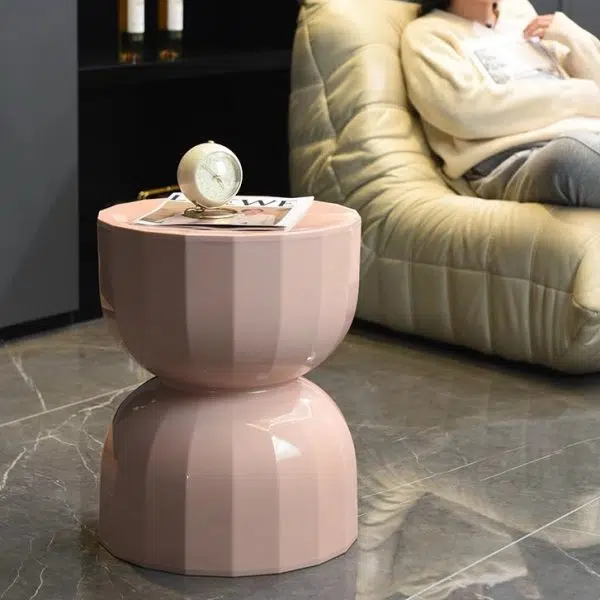 Contemporary Creative Geometric Hourglass ABS End Table For Living Room - Image 11