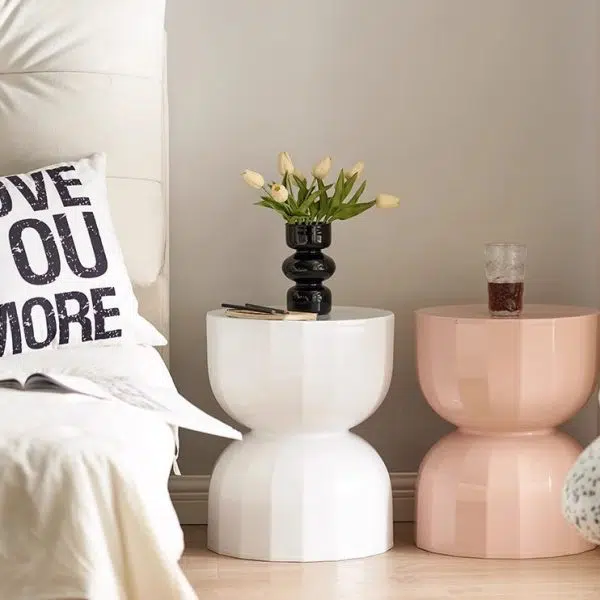 Contemporary Creative Geometric Hourglass ABS End Table For Living Room - Image 3