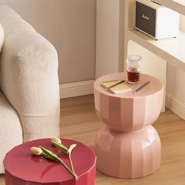 Contemporary Creative Geometric Hourglass ABS End Table For Living Room - Image 7