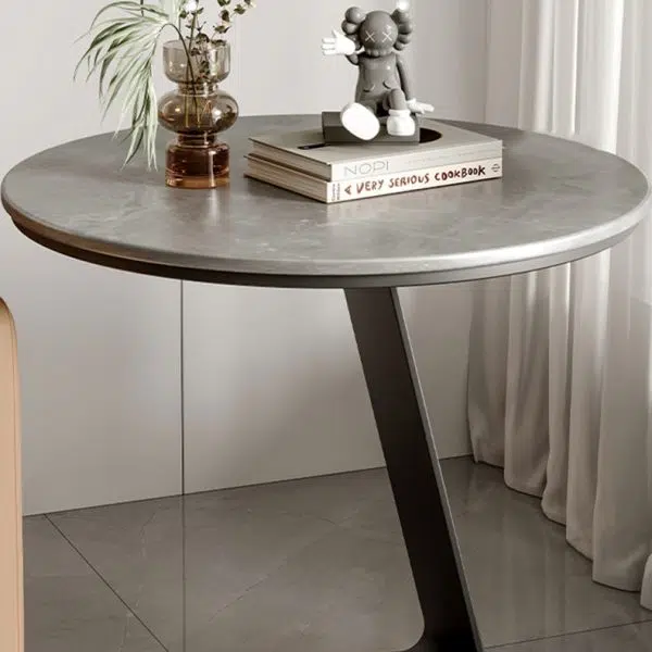 Contemporary Creative Round L-Shaped Rectangular Marble Steel Side Table 1-Tier For Living Room - Image 11