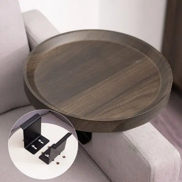 Contemporary Creative Round Solid Wood Metal Side Table 1-Tier For Living Room - Image 5