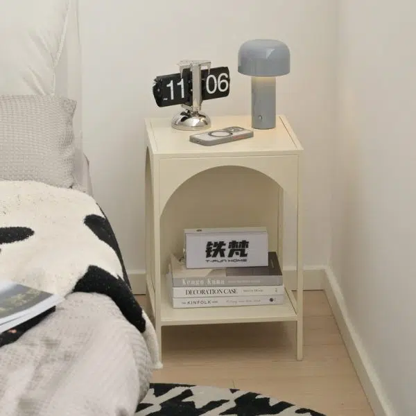 Contemporary Creative Square Rectangular Iron Nightstand 1-Tier For Bedroom - Image 5