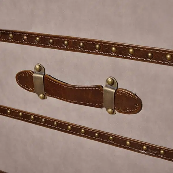 Contemporary Industrial Style Rectangular Leather Metal Side Table 3-Drawer For Living Room - Image 8