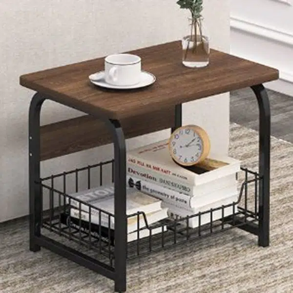Contemporary Creative Rectangular Grid Density Board Steel Side Table 2/3 Tier For Living Room - Image 15