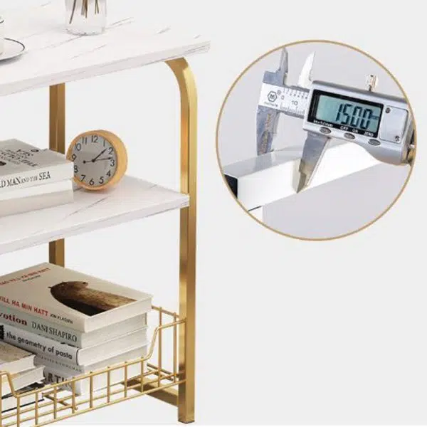 Contemporary Creative Rectangular Grid Density Board Steel Side Table 2/3 Tier For Living Room - Image 8