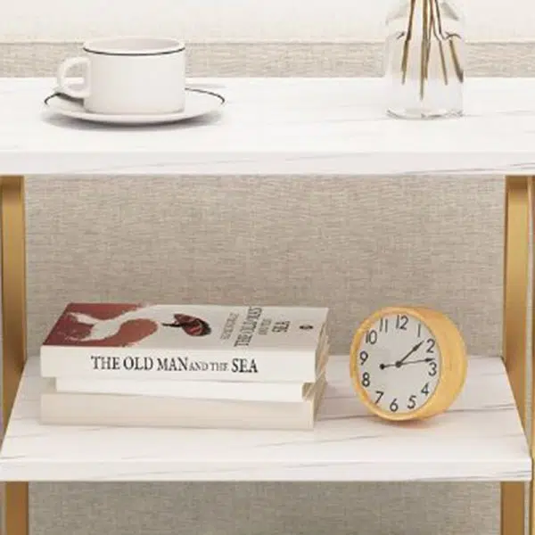 Contemporary Creative Rectangular Grid Density Board Steel Side Table 2/3 Tier For Living Room - Image 10