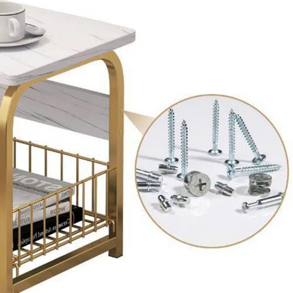 Contemporary Creative Rectangular Grid Density Board Steel Side Table 2/3 Tier For Living Room - Image 7