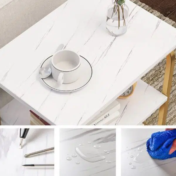 Contemporary Creative Rectangular Grid Density Board Steel Side Table 2/3 Tier For Living Room - Image 9