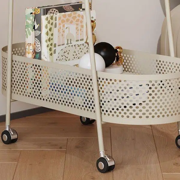 Contemporary Creative Oval Cylinder Tempered Glass Iron Side Table 2-Tier For Living Room - Image 6