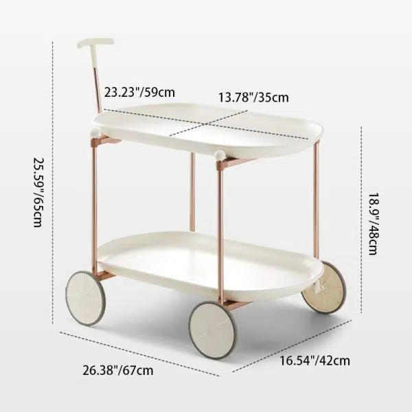 Contemporary Creative Oval Round Plastic Aluminum Side Table 2-Tier For Living Room - Image 8
