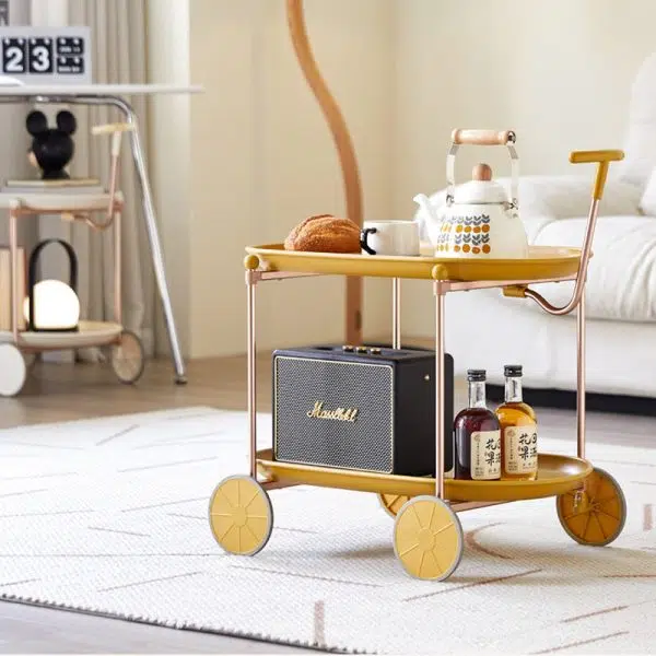 Contemporary Creative Oval Round Plastic Aluminum Side Table 2-Tier For Living Room - Image 10