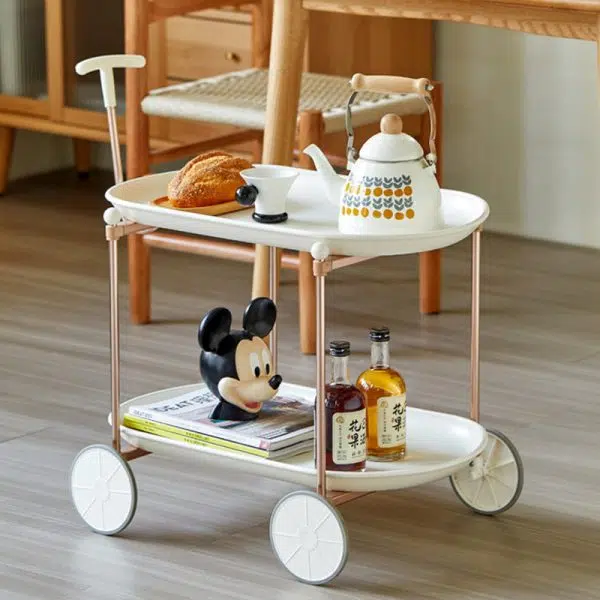 Contemporary Creative Oval Round Plastic Aluminum Side Table 2-Tier For Living Room - Image 15