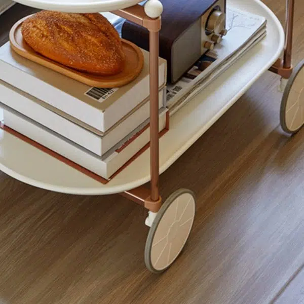 Contemporary Creative Oval Round Plastic Aluminum Side Table 2-Tier For Living Room - Image 7