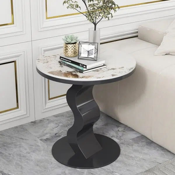 Contemporary Luxury Sintered Stone Top Corrugated Base Coffee Table For Living Room - Image 10