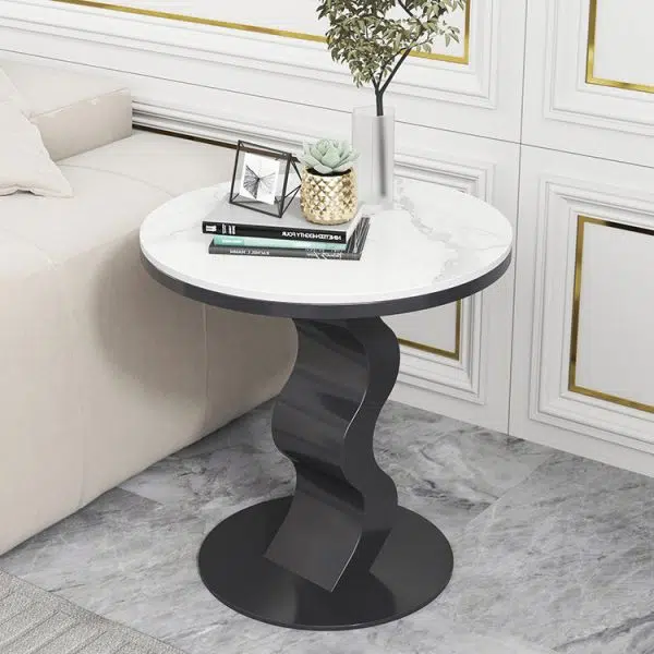 Contemporary Luxury Sintered Stone Top Corrugated Base Coffee Table For Living Room - Image 2