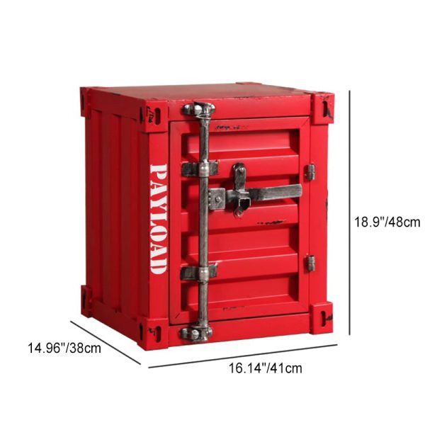 Contemporary Industrial Iron Container Nightstand 2-Cabinet For Bedroom - Image 4