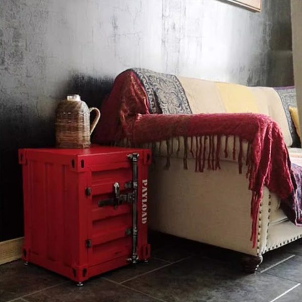 Contemporary Industrial Iron Container Nightstand 2-Cabinet For Bedroom - Image 12