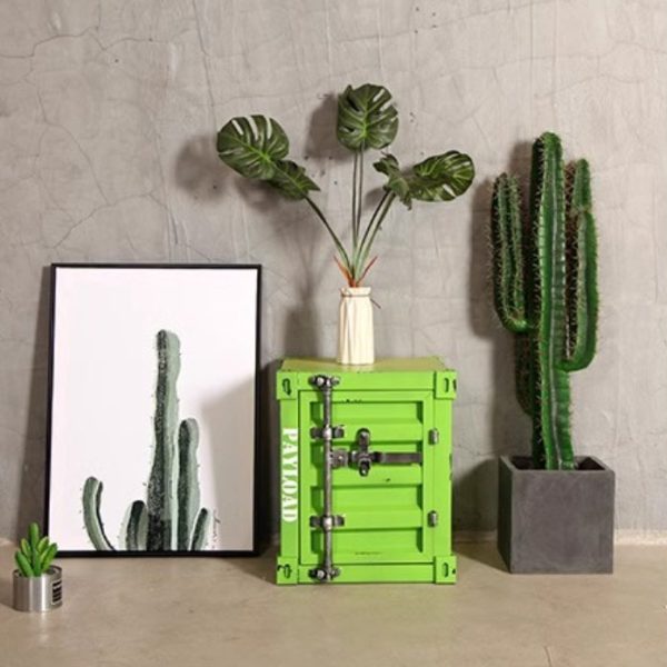 Contemporary Industrial Iron Container Nightstand 2-Cabinet For Bedroom - Image 9