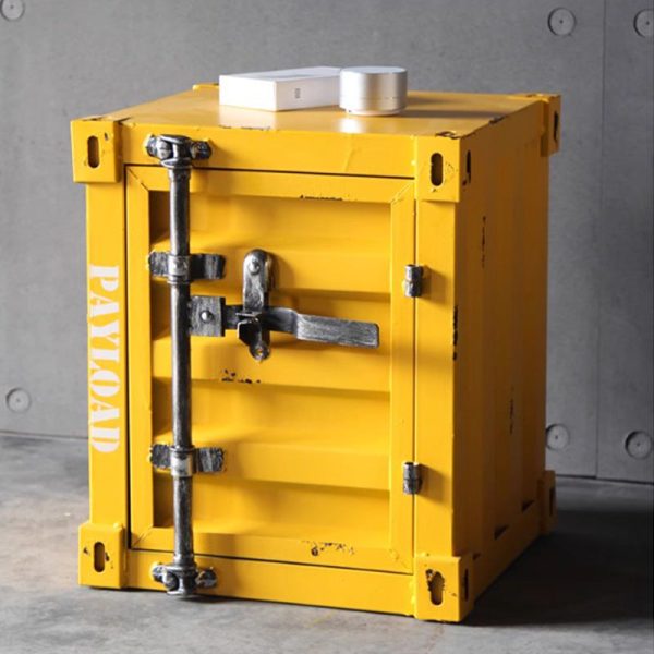 Contemporary Industrial Iron Container Nightstand 2-Cabinet For Bedroom - Image 8