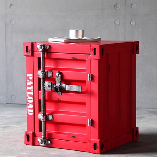 Contemporary Industrial Iron Container Nightstand 2-Cabinet For Bedroom - Image 7