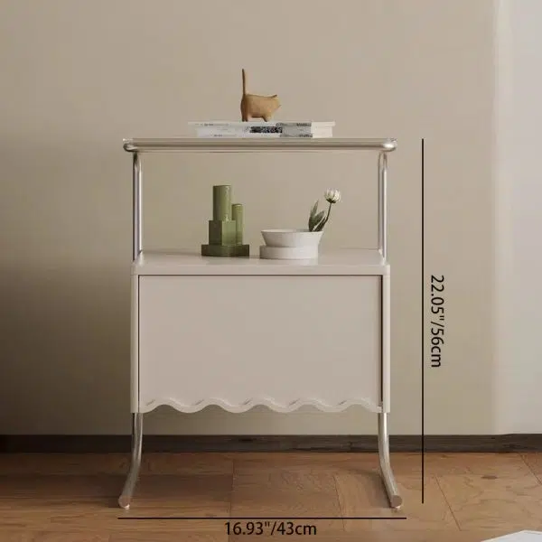 Contemporary Nordic Rectangular Glass Top Solid Wood Nightstand Drawer For Bedroom - Image 3