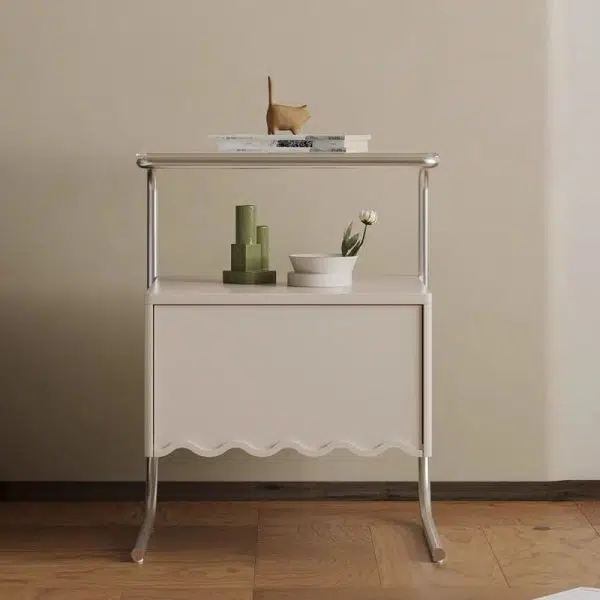 Contemporary Nordic Rectangular Glass Top Solid Wood Nightstand Drawer For Bedroom - Image 6