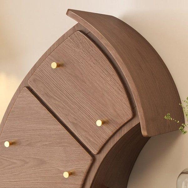 Contemporary Creative Curved Solid Wood End Table 5-Drawer For Living Room - Image 8
