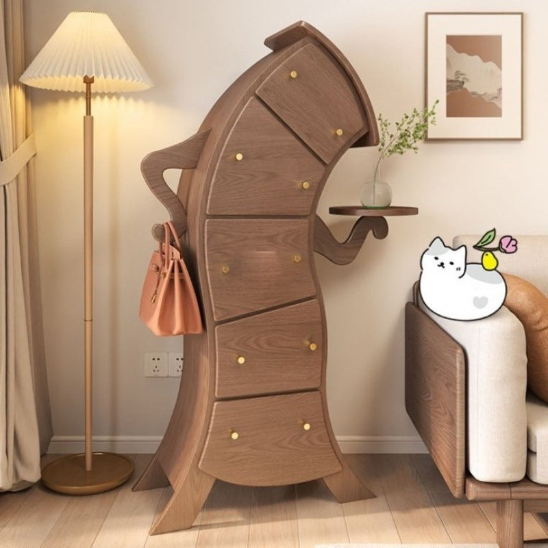 DFM-Table-FL04031-13.jpg Contemporary Creative Curved Solid Wood End Table 5-Drawer For Living Room - Image 1