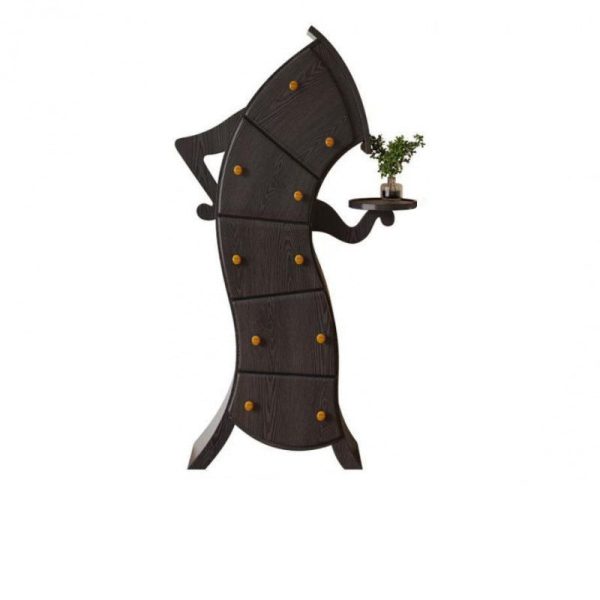 Contemporary Creative Curved Solid Wood End Table 5-Drawer For Living Room - Image 10