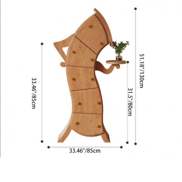 Contemporary Creative Curved Solid Wood End Table 5-Drawer For Living Room - Image 4