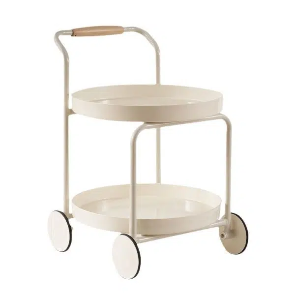 Contemporary Nordic ABS Round Top Iron Frame End Table Rolling Cart 2-Tier For Living Room - Image 11