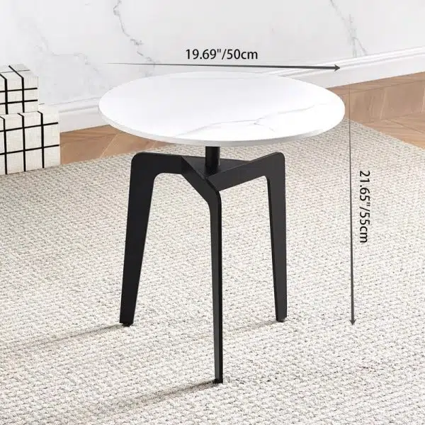 Contemporary Luxury Sintered Stone Round Top Metal Coffee Table For Living Room - Image 3