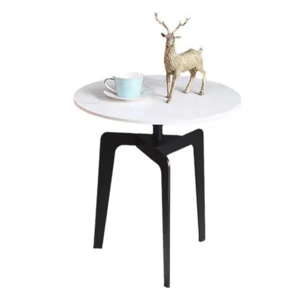 Contemporary Luxury Sintered Stone Round Top Metal Coffee Table For Living Room - Image 4