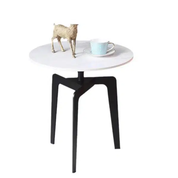 Contemporary Luxury Sintered Stone Round Top Metal Coffee Table For Living Room - Image 5