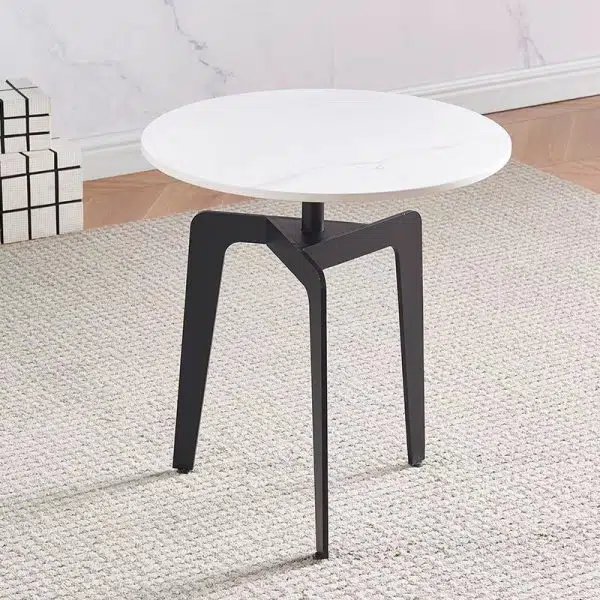 Contemporary Luxury Sintered Stone Round Top Metal Coffee Table For Living Room - Image 2
