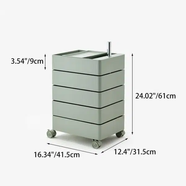 Contemporary Nordic Square ABS Rotating Drawer End Table 5-Tier Casters For Bedroom - Image 4