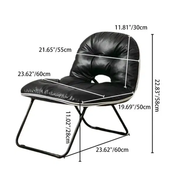 Contemporary Nordic Curved Leather Upholstered Portable Folding Accent Chair Backrest For Living Room - Image 4