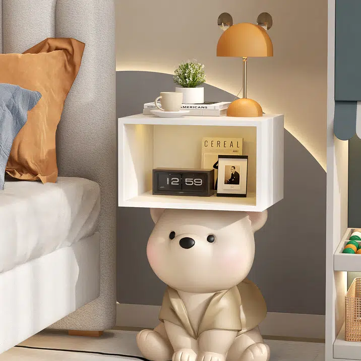 DFM-Table-FL04118-2.jpg Contemporary Creative Bear Resin Rectangular Nightstand Cabinet For Bedroom - Image 1