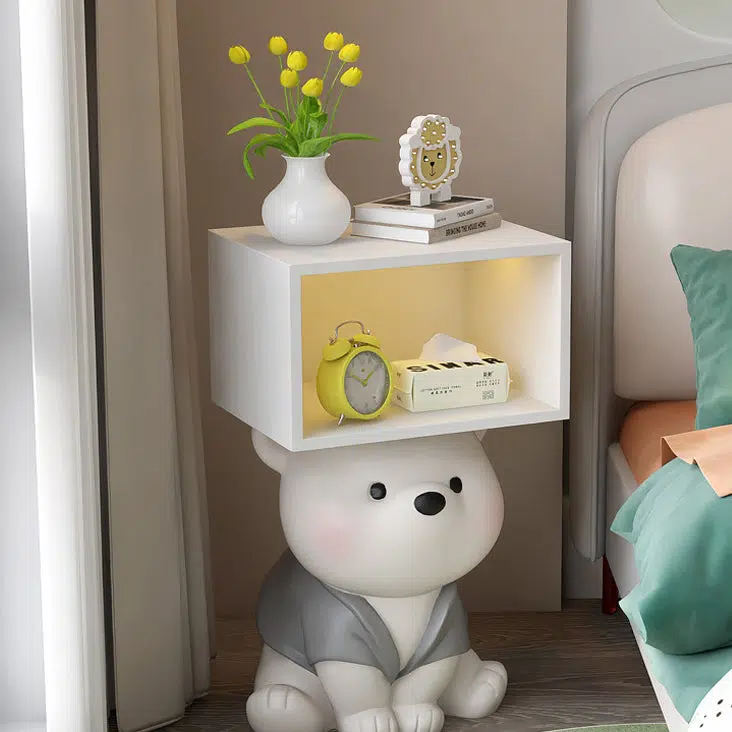 DFM-Table-FL04118-3.jpg Contemporary Creative Bear Resin Rectangular Nightstand Cabinet For Bedroom - Image 2