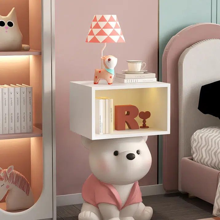 DFM-Table-FL04118-4.jpg Contemporary Creative Bear Resin Rectangular Nightstand Cabinet For Bedroom - Image 3