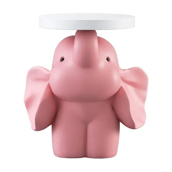 Contemporary Creative Fir Board Round Top Elephant Resin Base Side Table For Living Room - Image 17