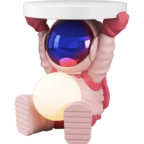 Contemporary Creative Fir Board Round Top Astronaut Resin Base Side Table For Living Room - Image 23