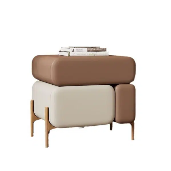 Contemporary Nordic Microfiber Leather Veneered Solid Wood Cube Nightstand 3-Drawer For Bedroom - Image 14